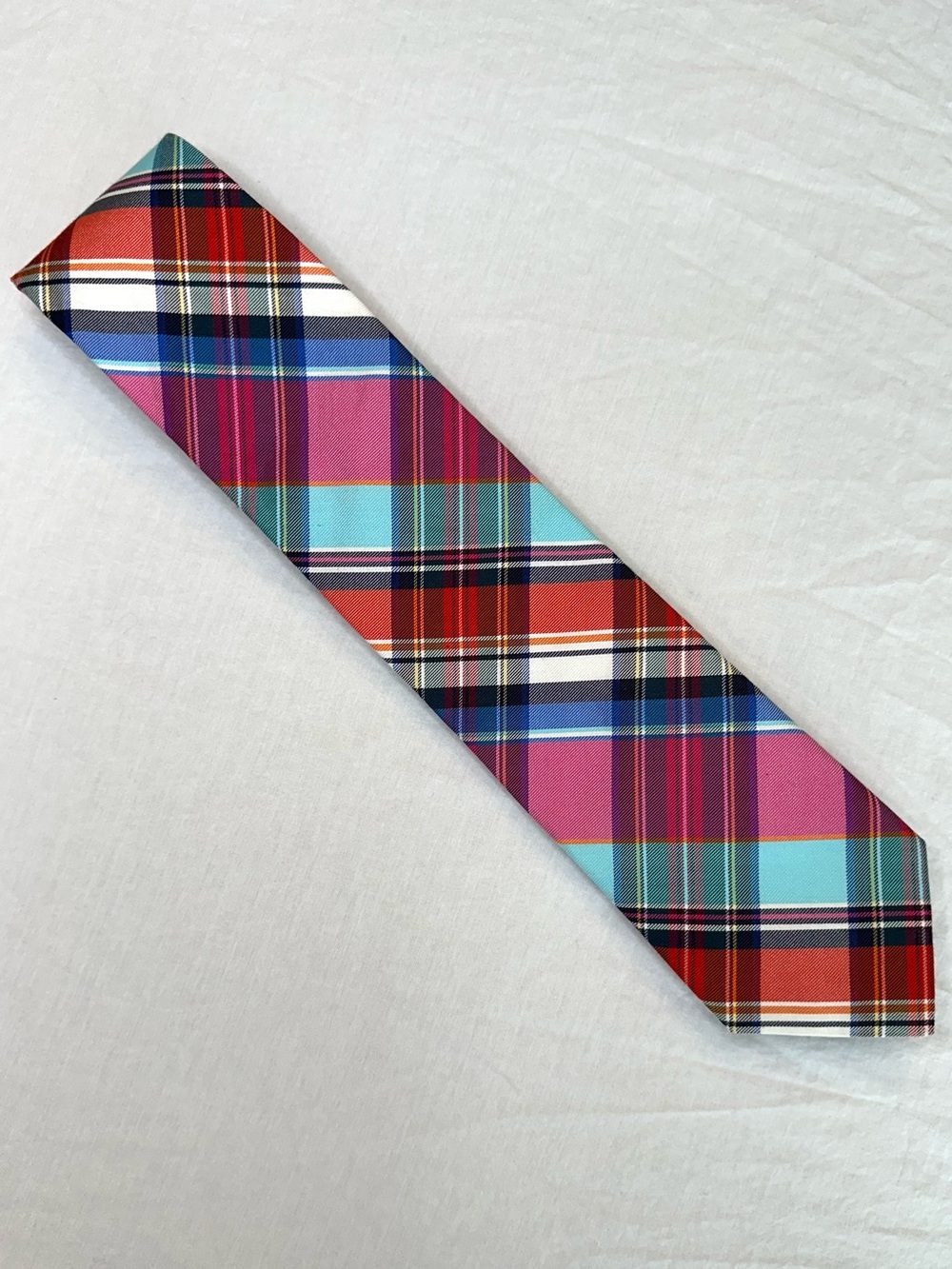 Ted Baker Plaid Tie in Pink, Red & Turquoise